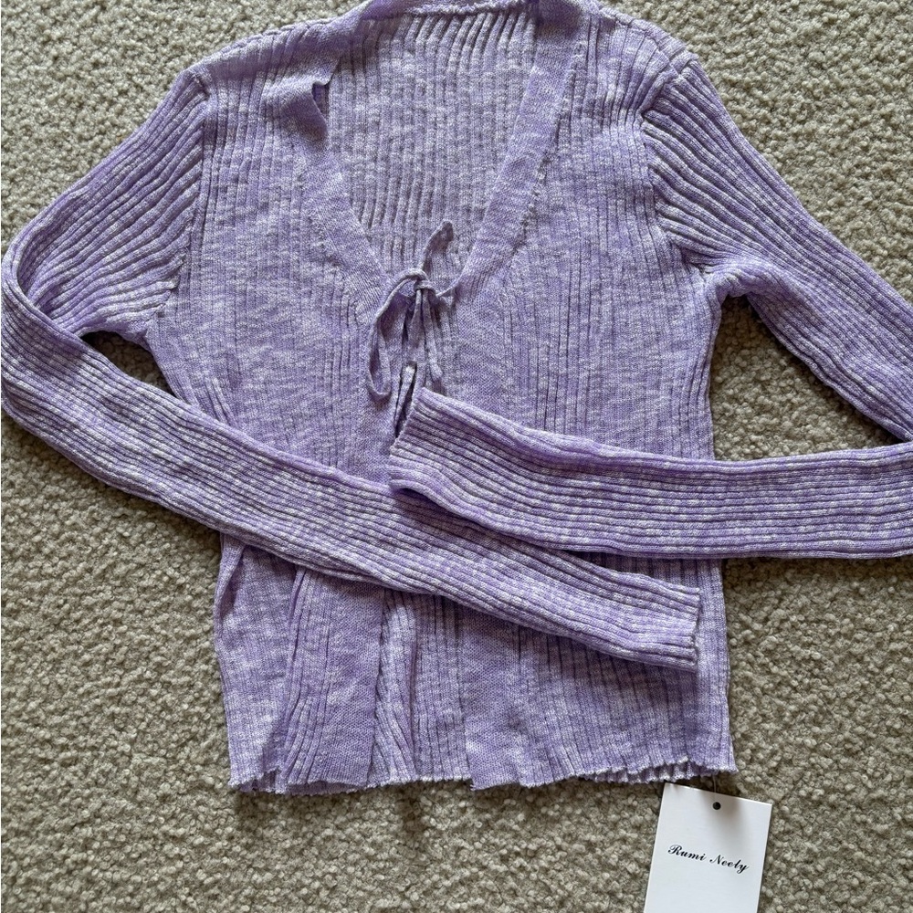 Lavender Ribbed Knit Cardigan